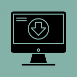 Download icon on a computer monitor