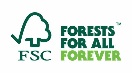 Logo of the Forest Stewardship Council with the words 'Forest for all Forever'